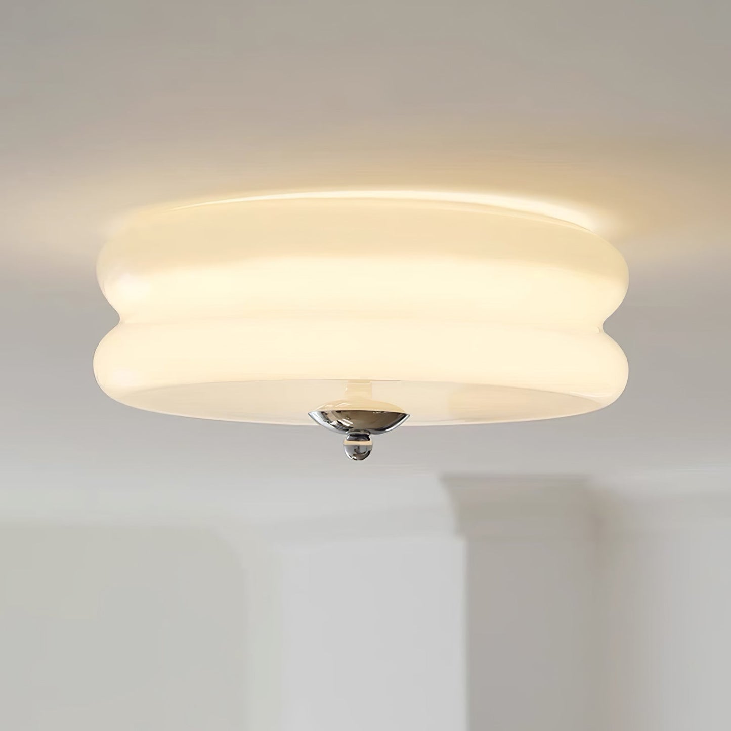 Contemporary Flush Mount Ceiling Light Fixture with Frosted Glass Shade | Modern Design for Soft Ambient Illumination 11