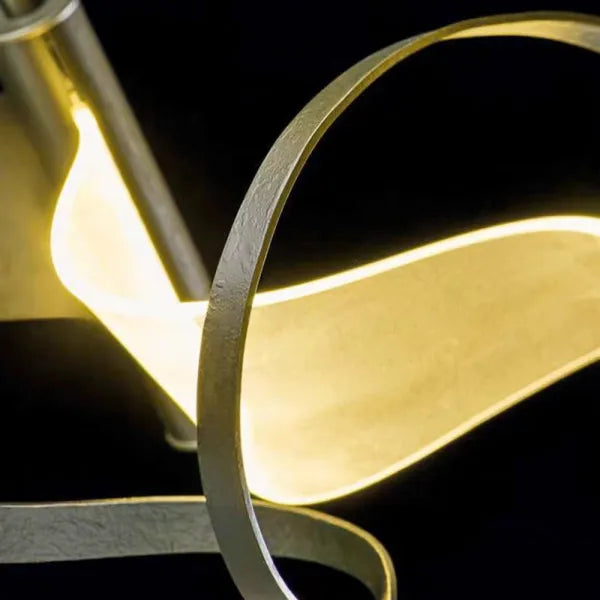Elegant Metal Gold Pendant Light with Wavy Design | Adjustable Height for Dining and Living Spaces 6
