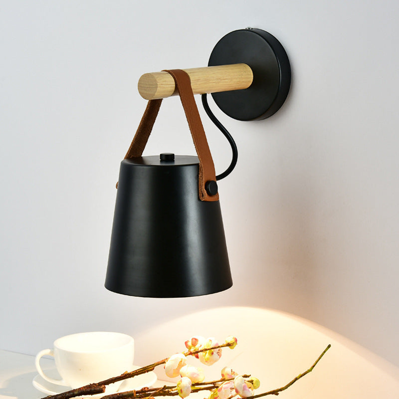 Modern Wall Lamp with Conical Design & Wood Accents | Stylish Wall Sconce Lighting for Elegant Indoor Spaces 2