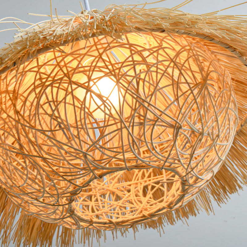 Muto | Hand-Woven Rattan Pendant Light with LED Bulb | Elegant Natural Design for Living Spaces 6