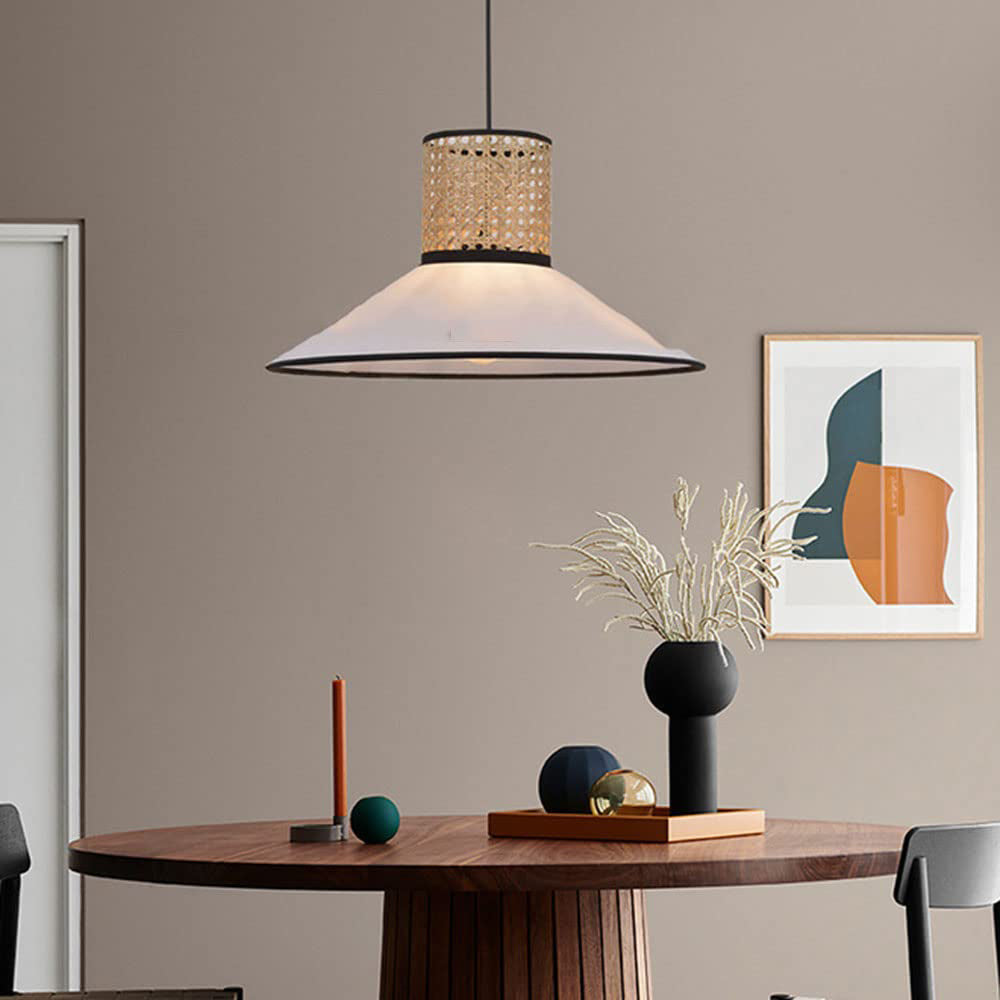 Ritta | Modern Rattan Pendant Light with Elegant Fabric Shade | Stylish Illumination for Any Room 6