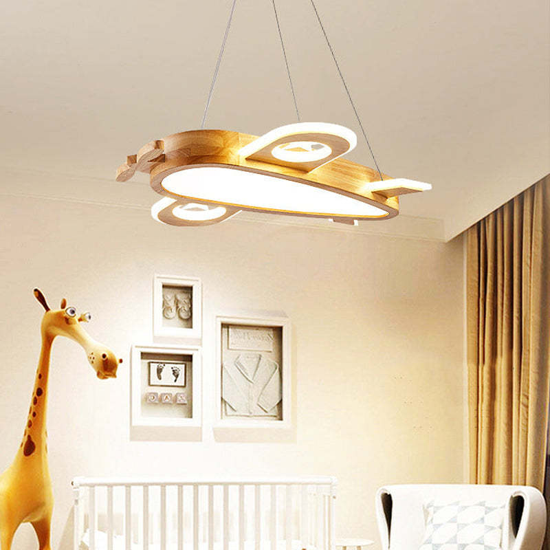 Whimsical Airplane Pendant Light with Handmade Wood & Acrylic Design for Kids' Rooms 8