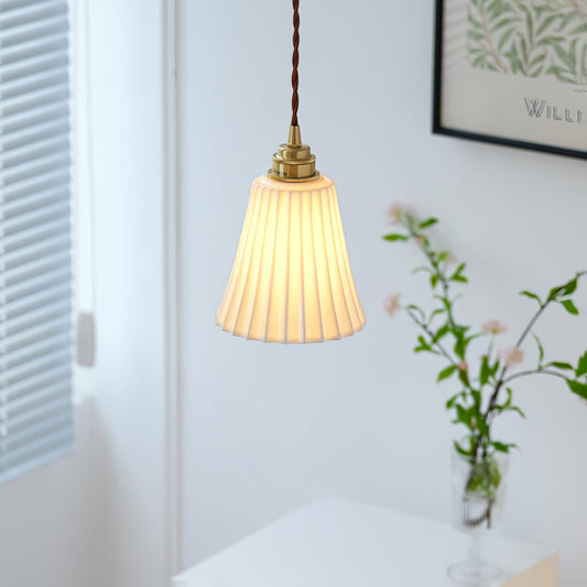 Arisha Collection | Elegant Trumpet Pendant Light with Brass & Ceramic | Stylish Illumination for Modern Living Spaces 0