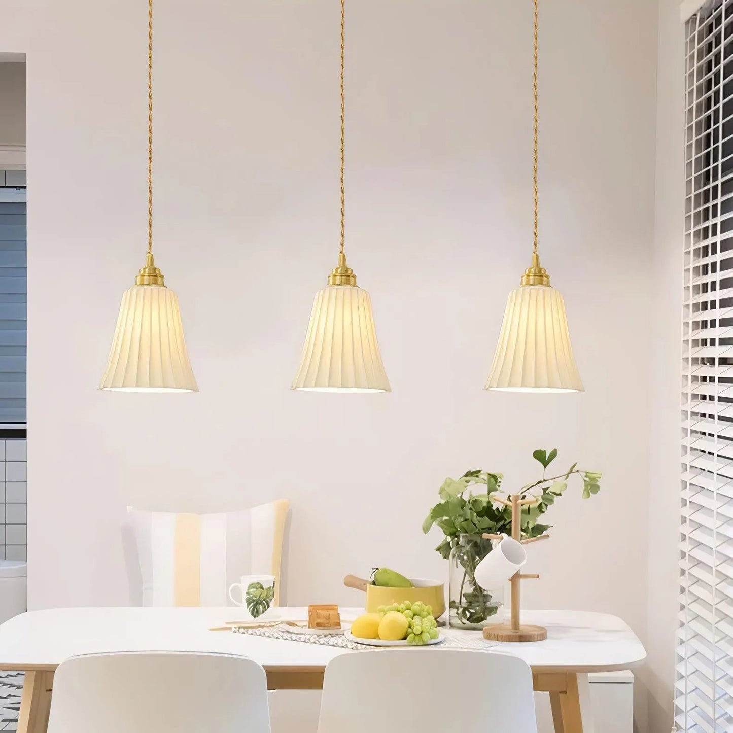 Arisha Collection | Elegant Trumpet Pendant Light with Brass & Ceramic | Stylish Illumination for Modern Living Spaces 2