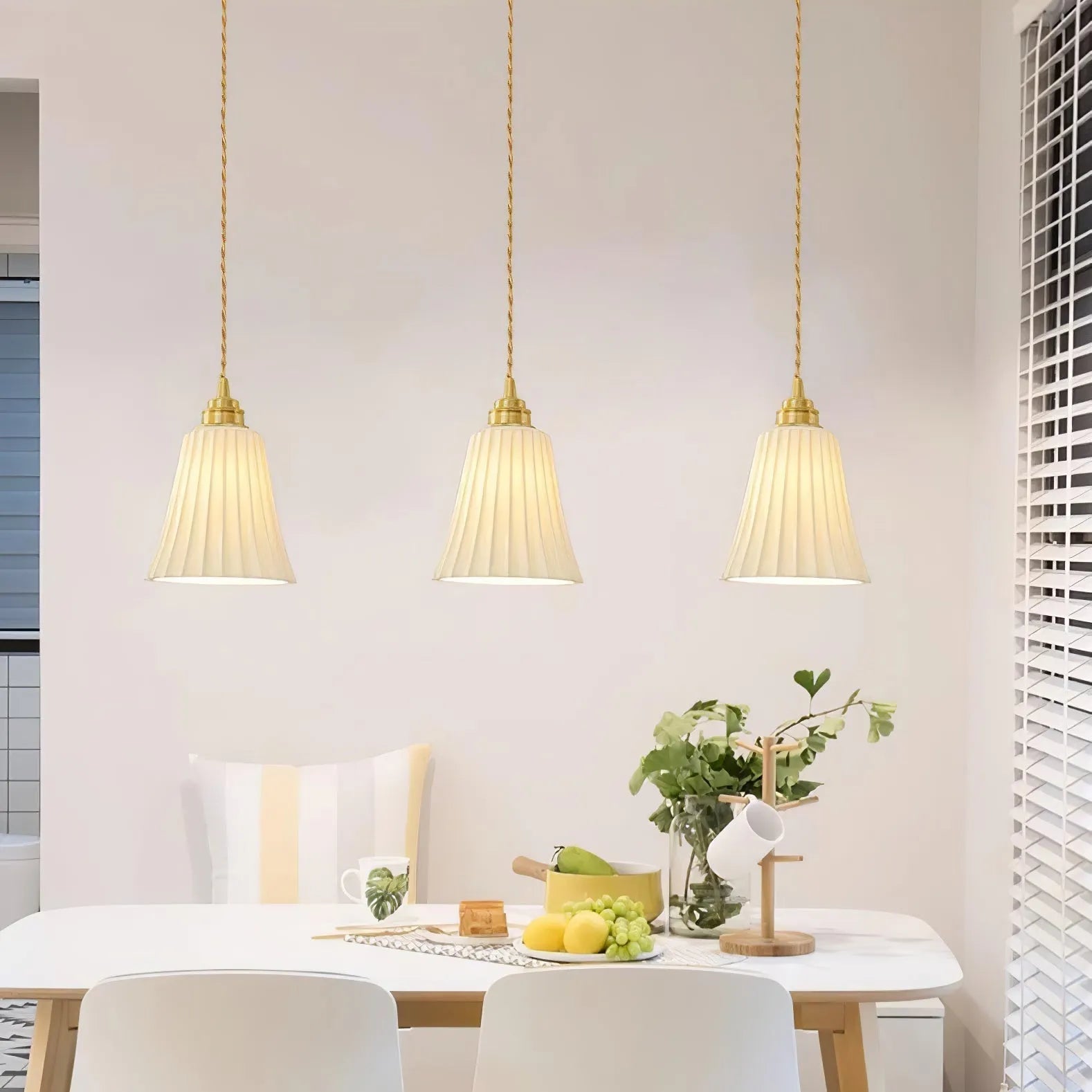 Arisha Collection | Elegant Trumpet Pendant Light with Brass & Ceramic | Stylish Illumination for Modern Living Spaces 2