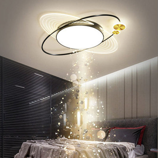 Arisha | Circle LED Flush Mount Ceiling Light with Adjustable Brightness | Modern Black/Gold Design for Elegant Illumination 0