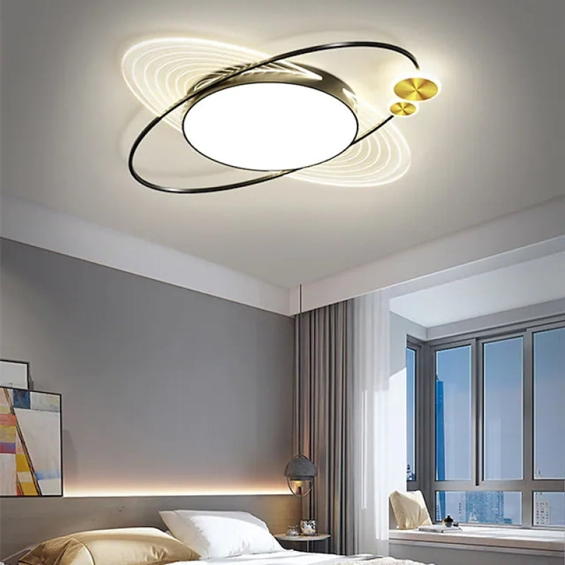 Arisha | Circle LED Flush Mount Ceiling Light with Adjustable Brightness | Modern Black/Gold Design for Elegant Illumination 2