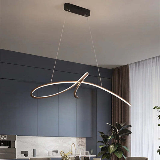 Arisha | Modern Metal Pendant Light with Irregular Curved Design | Elegant Black and Gold Finish for Stylish Ambiance 0