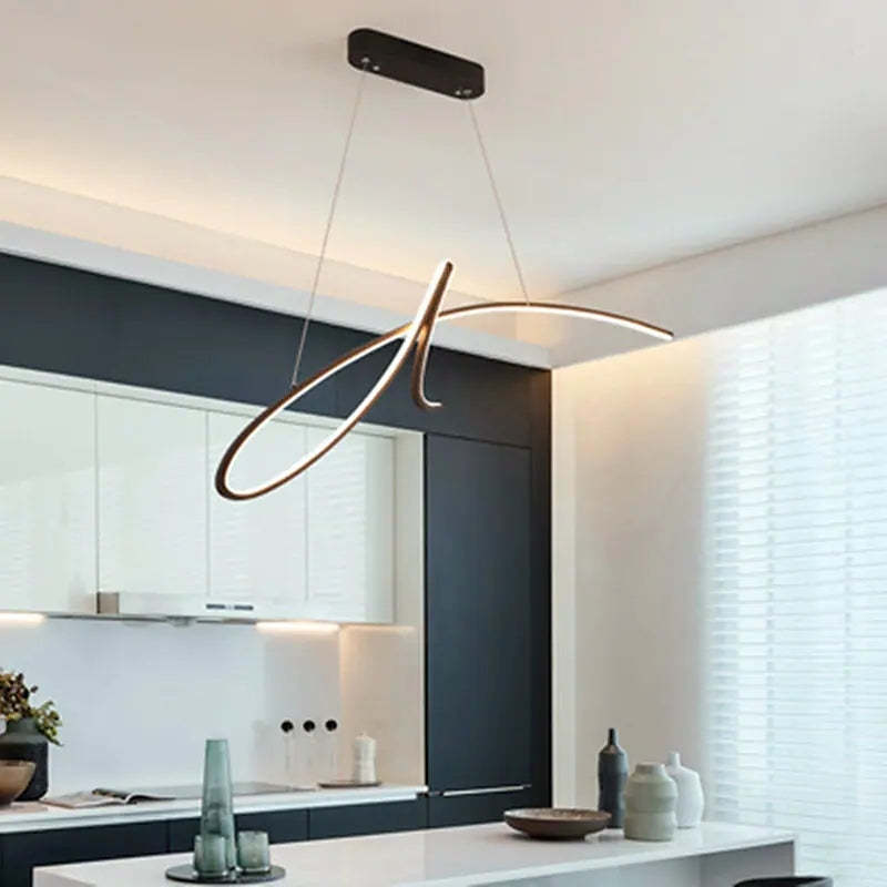 Arisha | Modern Metal Pendant Light with Irregular Curved Design | Elegant Black and Gold Finish for Stylish Ambiance 3