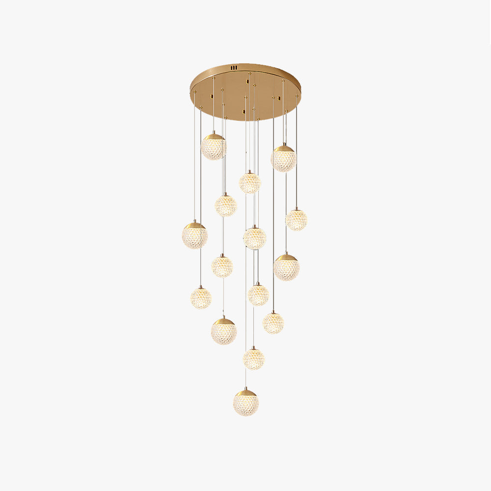 Art Deco | Modern Gold Chandelier Light with Honeycomb Design | Elegant Illumination for Luxurious Spaces 1