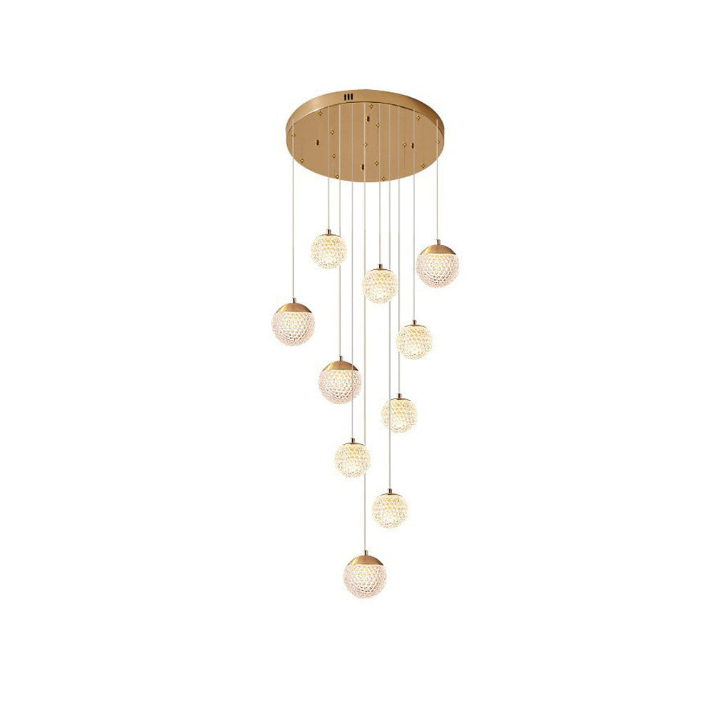 Art Deco | Modern Gold Chandelier Light with Honeycomb Design | Elegant Illumination for Luxurious Spaces 14
