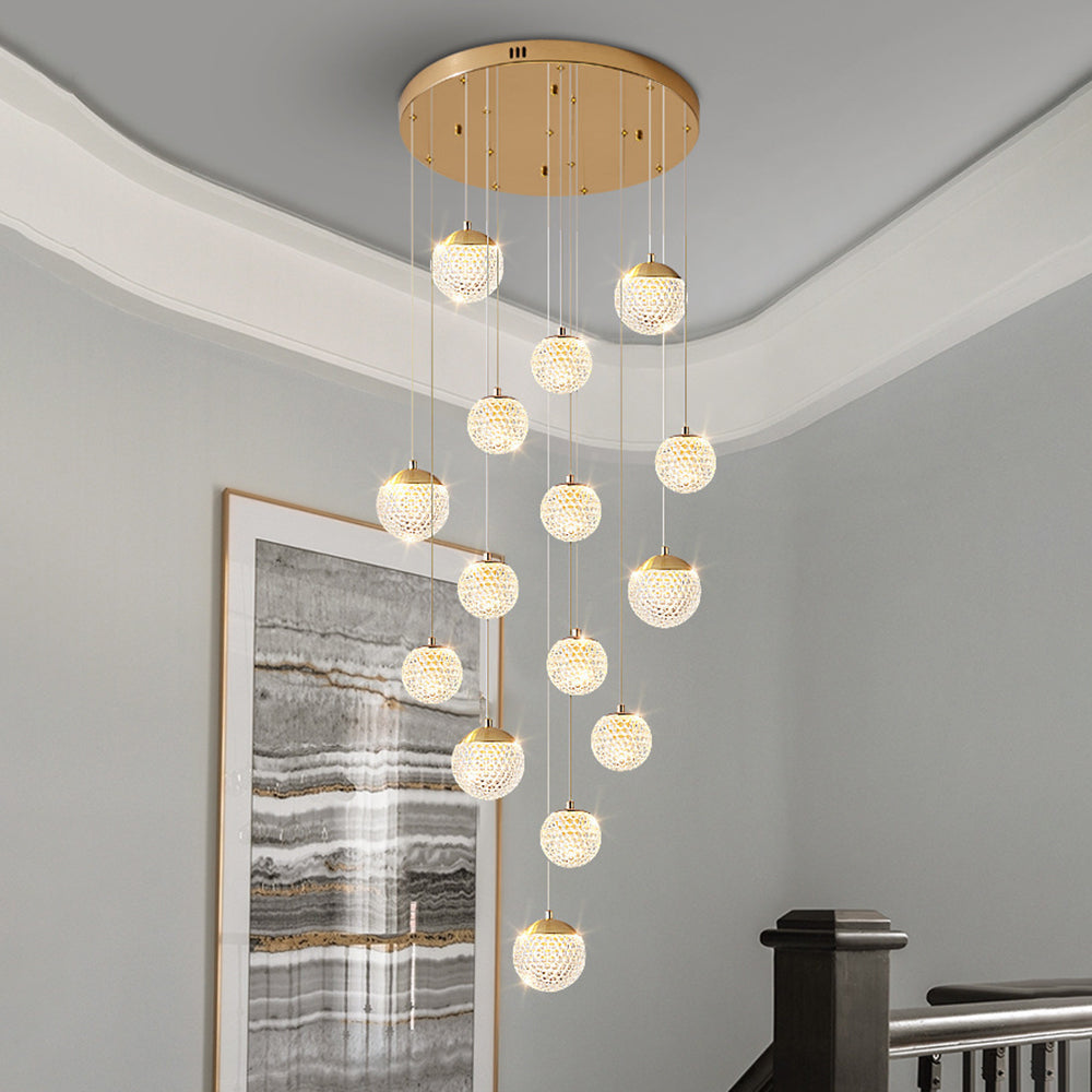 Art Deco | Modern Gold Chandelier Light with Honeycomb Design | Elegant Illumination for Luxurious Spaces 2