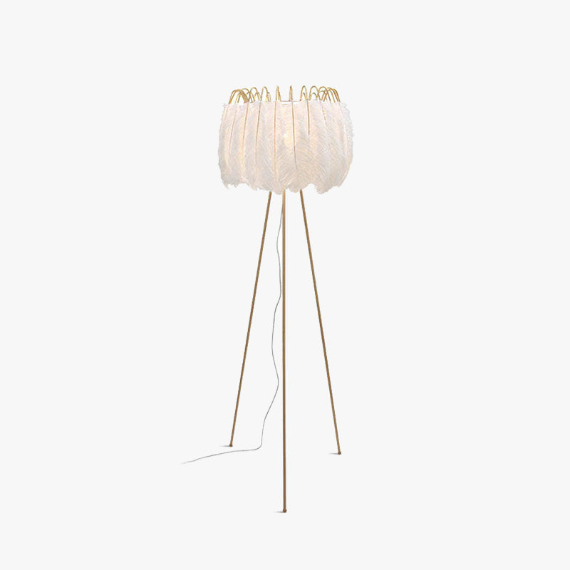 Artistic Tripod Floor Lamp with Feather Shade & Foot Switch | Modern Lighting for Living Room and Bedroom 1