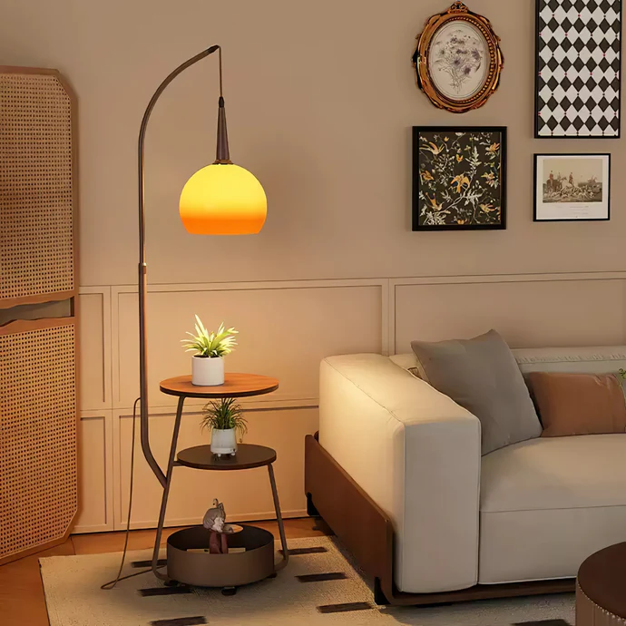 Bauhaus Inspired | Bedside Lamp Table with Integrated LED Light | Modern Minimalist Design for Cozy Bedroom Ambiance 8