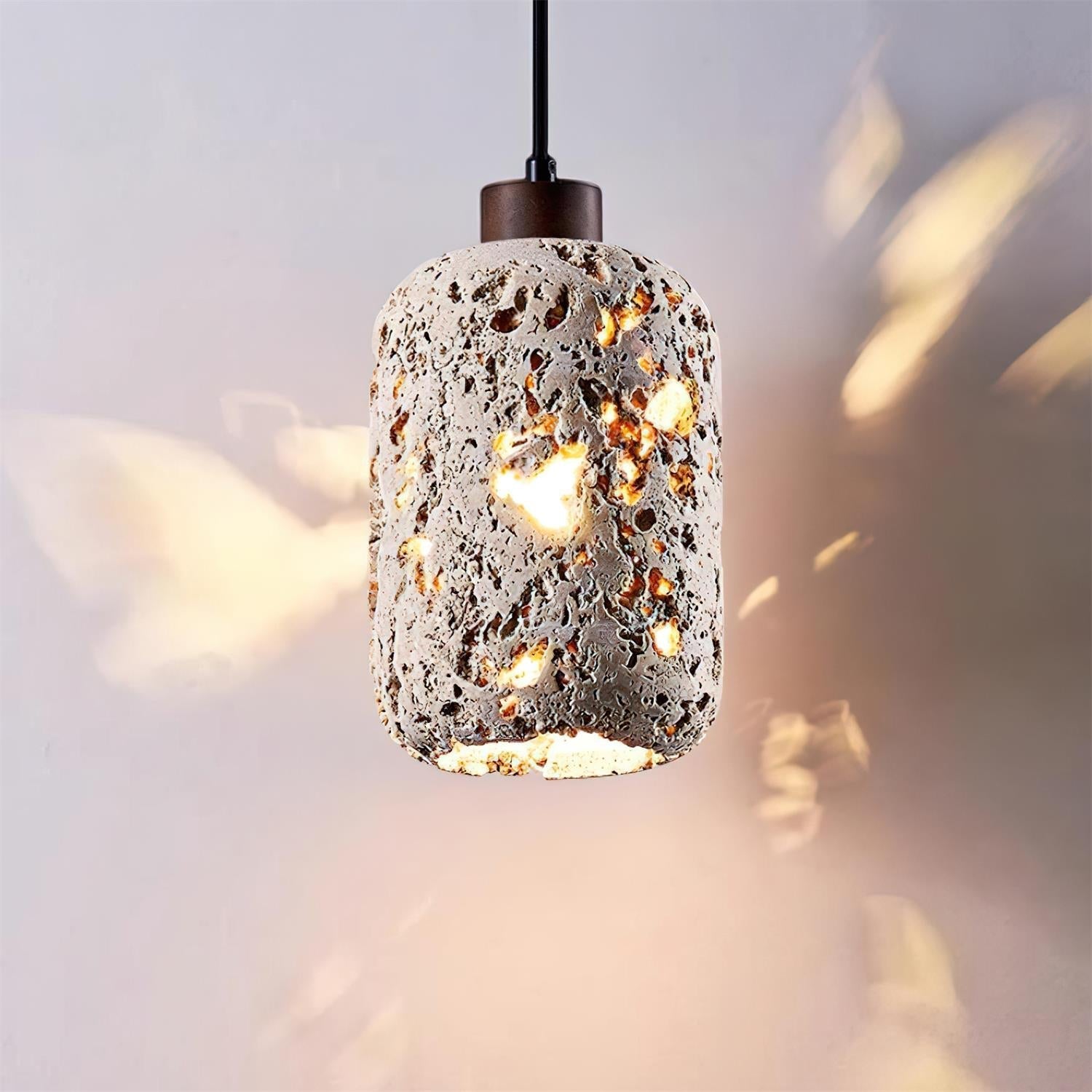 Concrete Travertine Pendant Light with Adjustable Height | Elegant Hanging Light for Kitchen Island Illumination 2