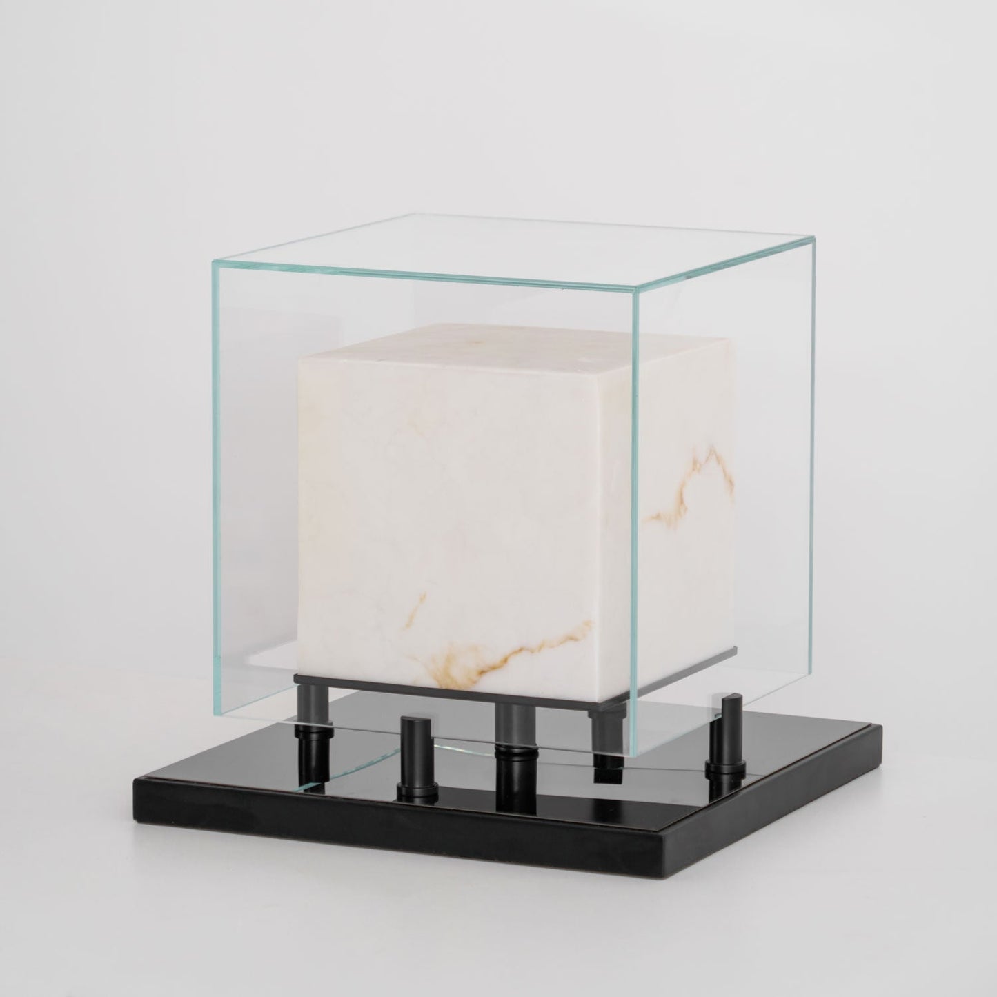 Cubo Alabaster | Table Lamp with Integrated LED & Warm Light | Stylish Bedside Table Lamp for Cozy Indoor Ambiance 2