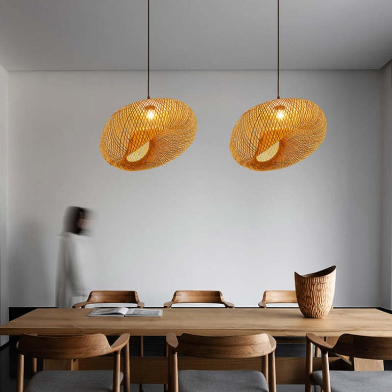 Elegant Bamboo Pendant Light | Hand-Woven Chandelier for Stylish Kitchen Pendant Lighting 0