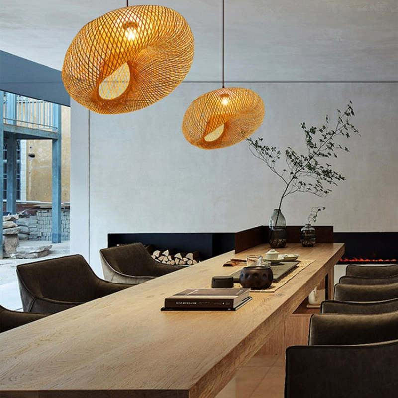 Elegant Bamboo Pendant Light | Hand-Woven Chandelier for Stylish Kitchen Pendant Lighting 1