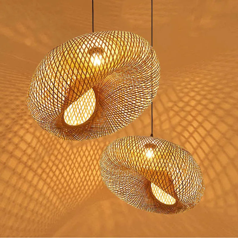 Elegant Bamboo Pendant Light | Hand-Woven Chandelier for Stylish Kitchen Pendant Lighting 4