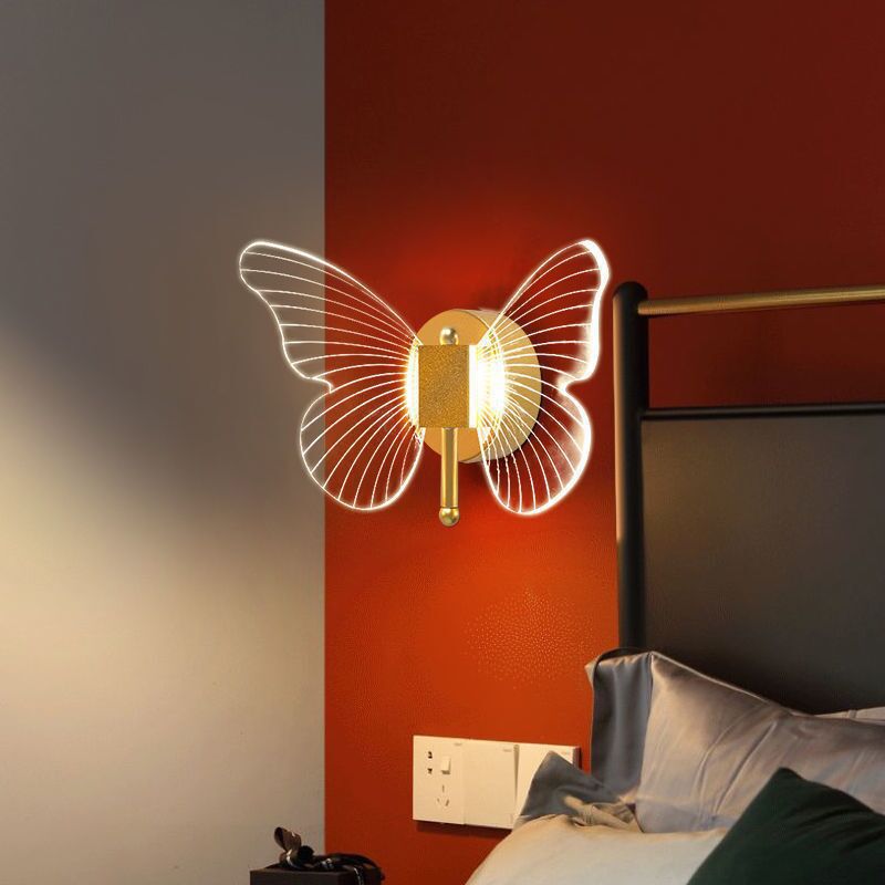 Elegant Butterfly Wall Lamp | Gold Finish with LED Lighting | Unique Design for Cozy Spaces 0