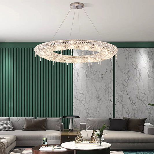 Elegant Crystal Chandelier Light with Remote Dimming | Modern Design for Dining Room Ambiance 0
