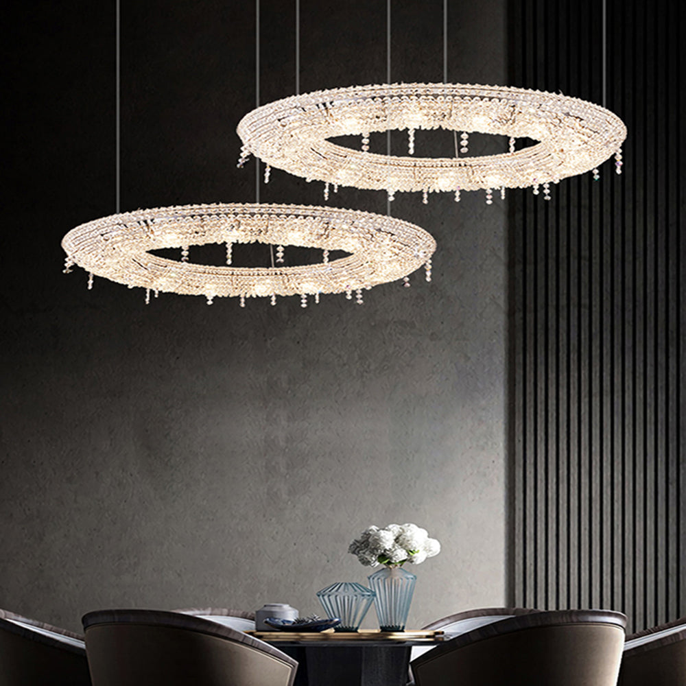 Elegant Crystal Chandelier Light with Remote Dimming | Modern Design for Dining Room Ambiance 2