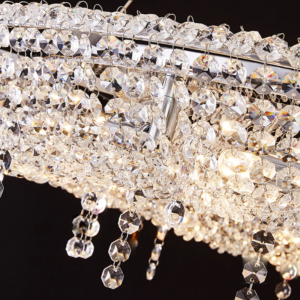 Elegant Crystal Chandelier Light with Remote Dimming | Modern Design for Dining Room Ambiance 4