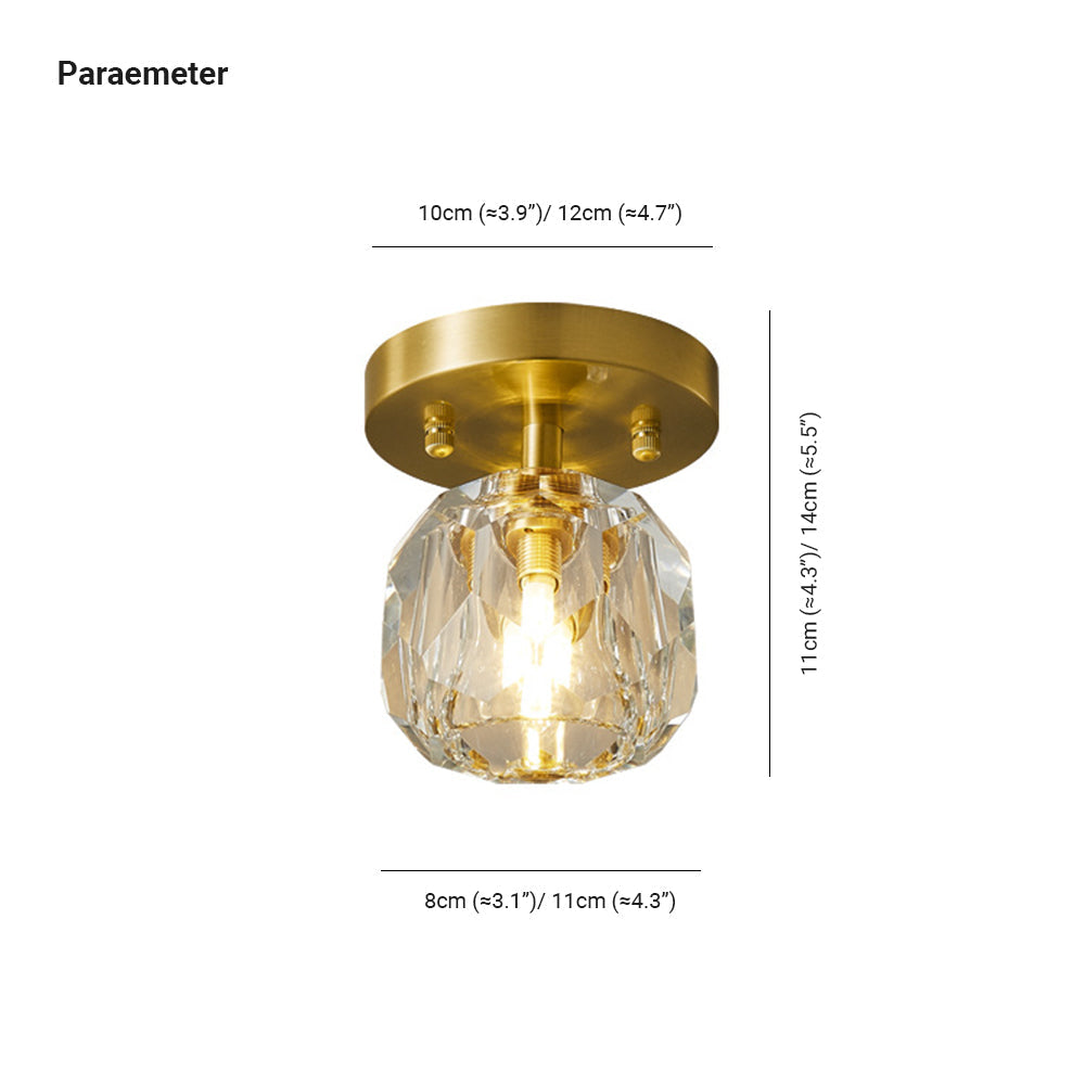 Elegant Flush Mount Ceiling Light Fixture with Gold Frame & Crystal Shade for Modern Interiors 4