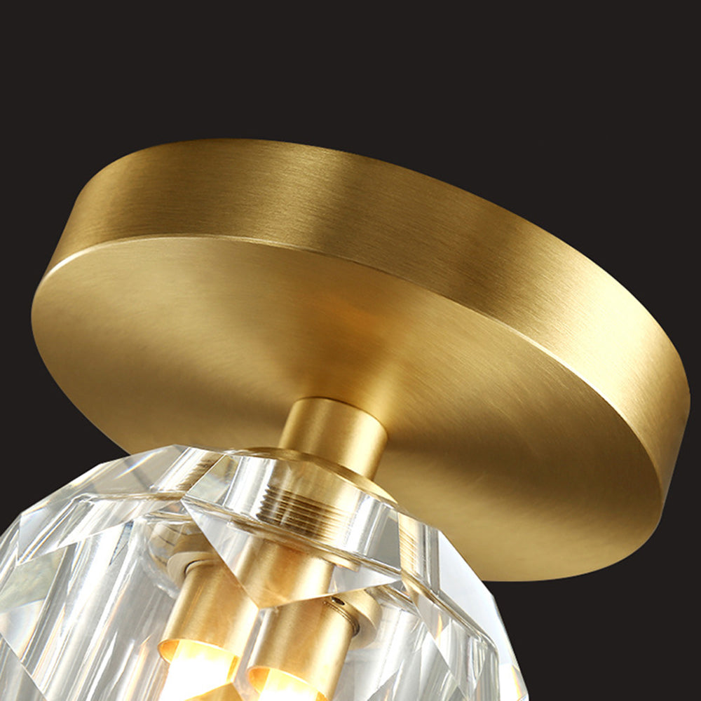 Elegant Flush Mount Ceiling Light Fixture with Gold Frame & Crystal Shade for Modern Interiors 5