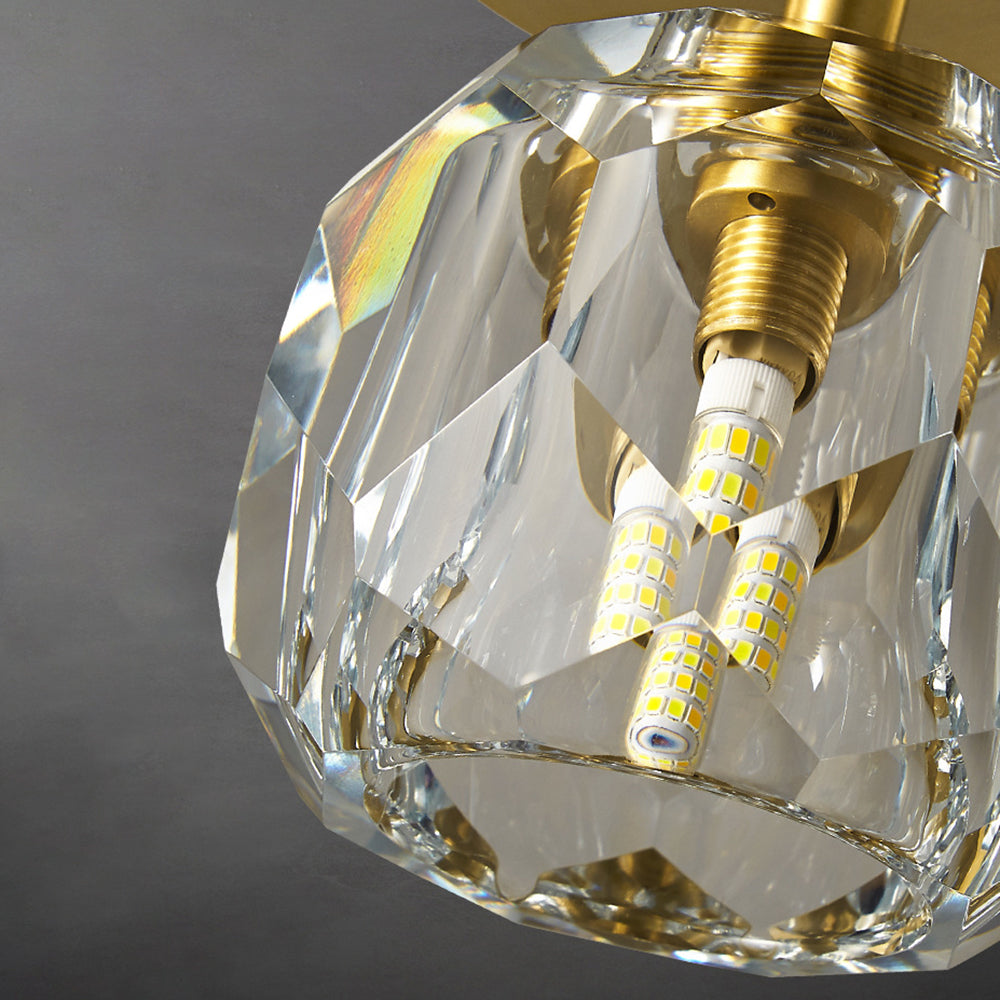 Elegant Flush Mount Ceiling Light Fixture with Gold Frame & Crystal Shade for Modern Interiors 6