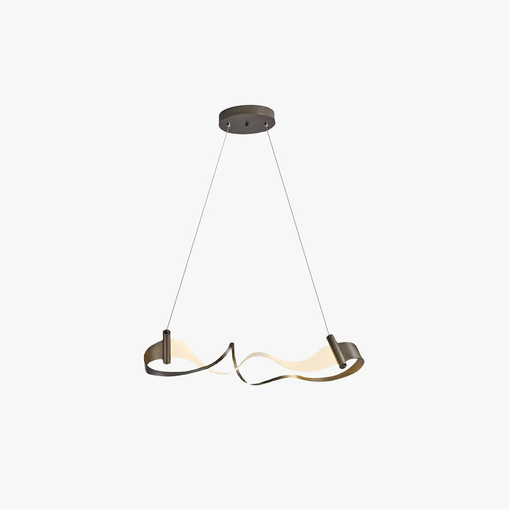 Elegant Metal Gold Pendant Light with Wavy Design | Adjustable Height for Dining and Living Spaces 1