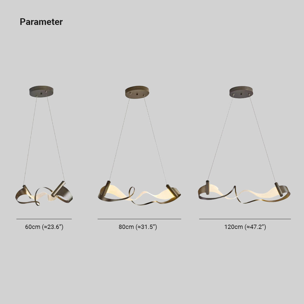 Elegant Metal Gold Pendant Light with Wavy Design | Adjustable Height for Dining and Living Spaces 4