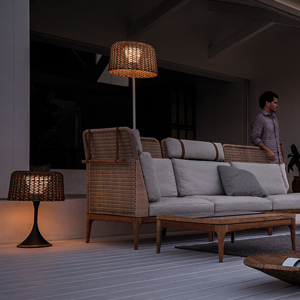 Elegant Outdoor Light Fixtures | Waterproof Rattan Floor Lamp with Warm LED Glow for Cozy Evenings 1