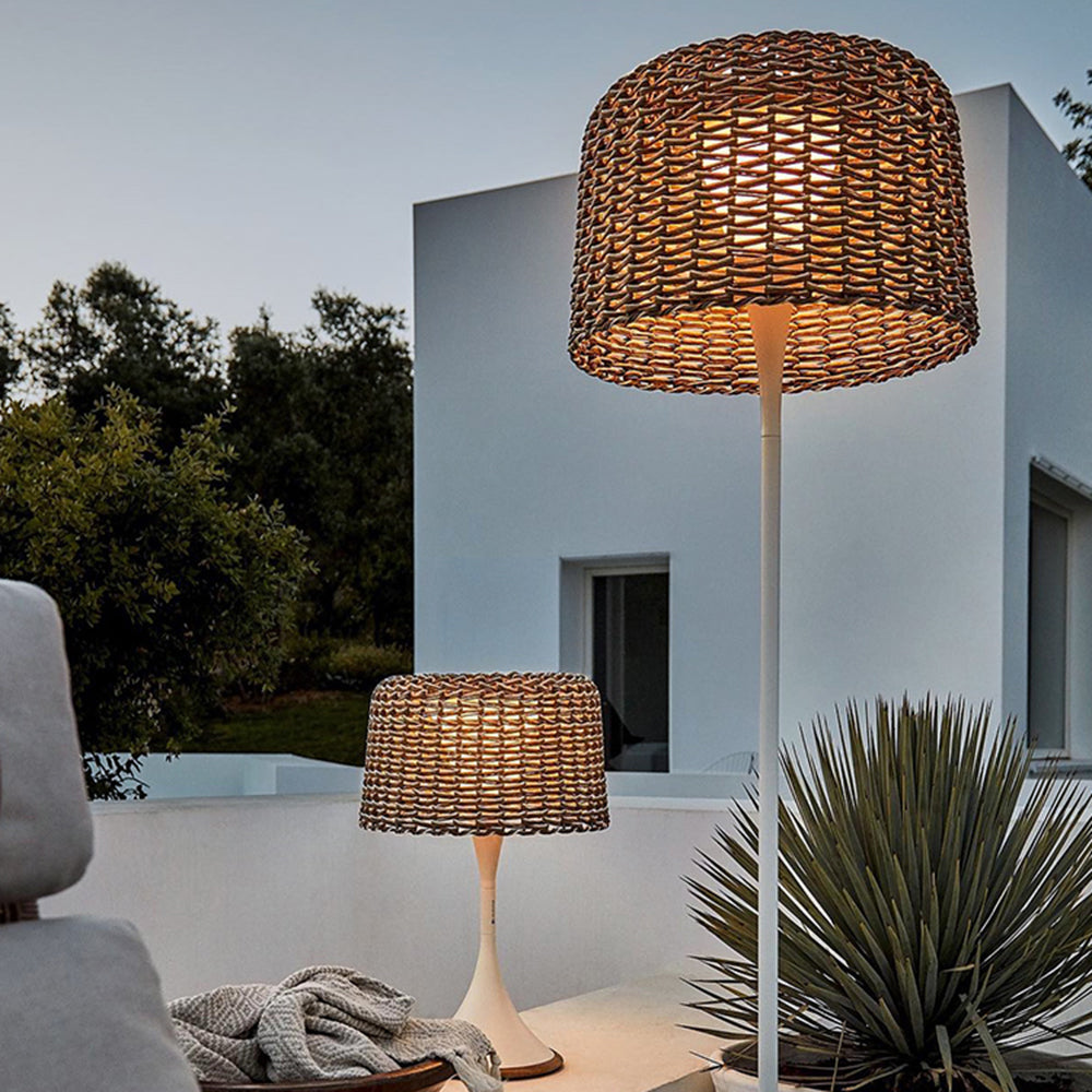 Elegant Outdoor Light Fixtures | Waterproof Rattan Floor Lamp with Warm LED Glow for Cozy Evenings 6