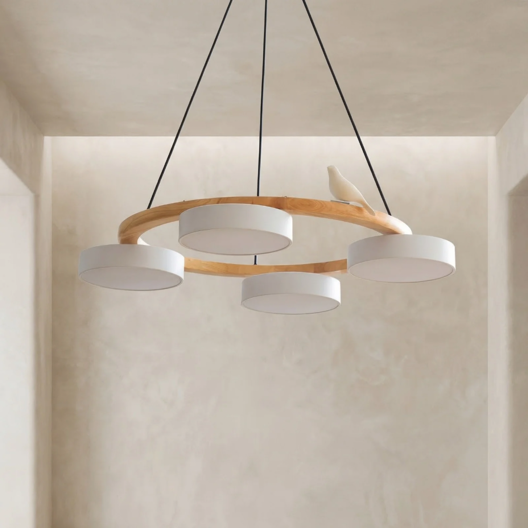 Elegant Round Chandelier Light with Bird-Inspired Design | Modern Fixture for Dining Room Illumination 0