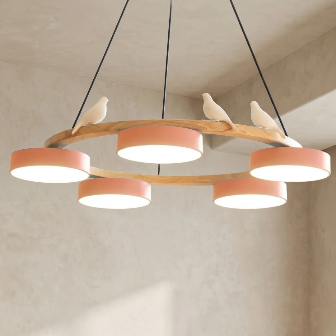 Elegant Round Chandelier Light with Bird-Inspired Design | Modern Fixture for Dining Room Illumination 11