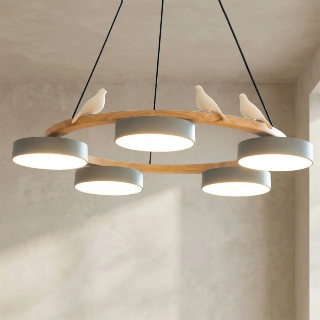 Elegant Round Chandelier Light with Bird-Inspired Design | Modern Fixture for Dining Room Illumination 5