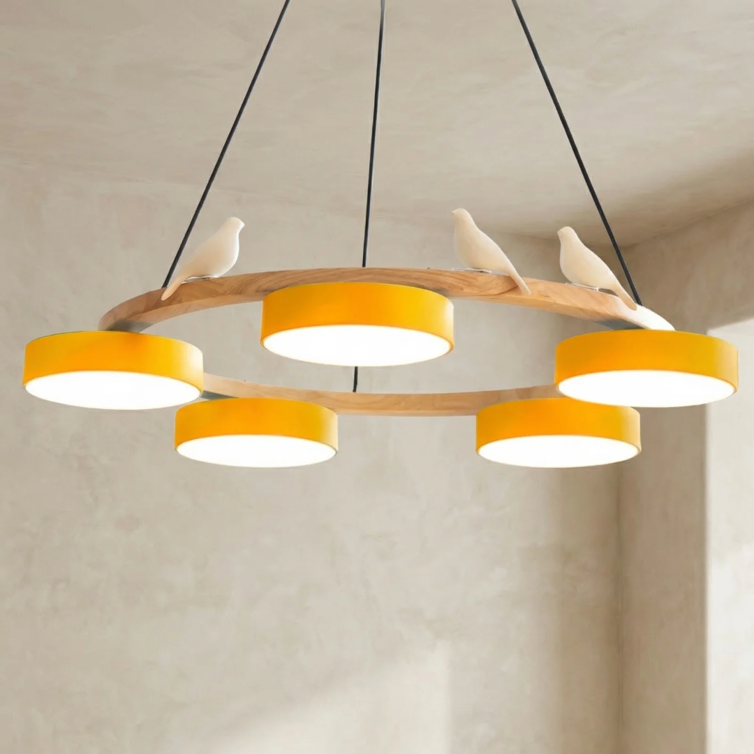 Elegant Round Chandelier Light with Bird-Inspired Design | Modern Fixture for Dining Room Illumination 9