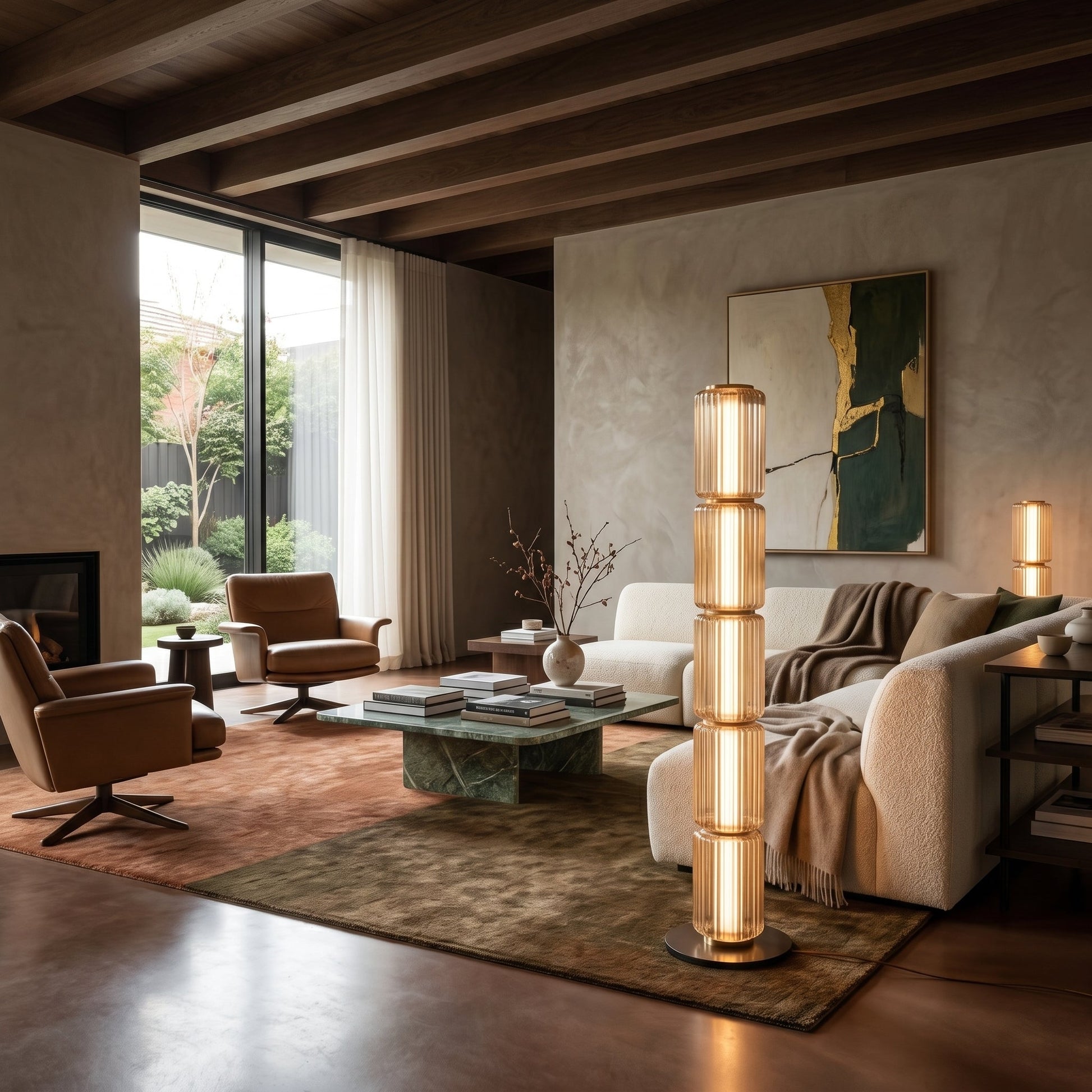 Elegant Smoke Glass Floor Lamp | Modern Stand Design with Soft Light Diffusion for Cozy Living Room Ambiance 2