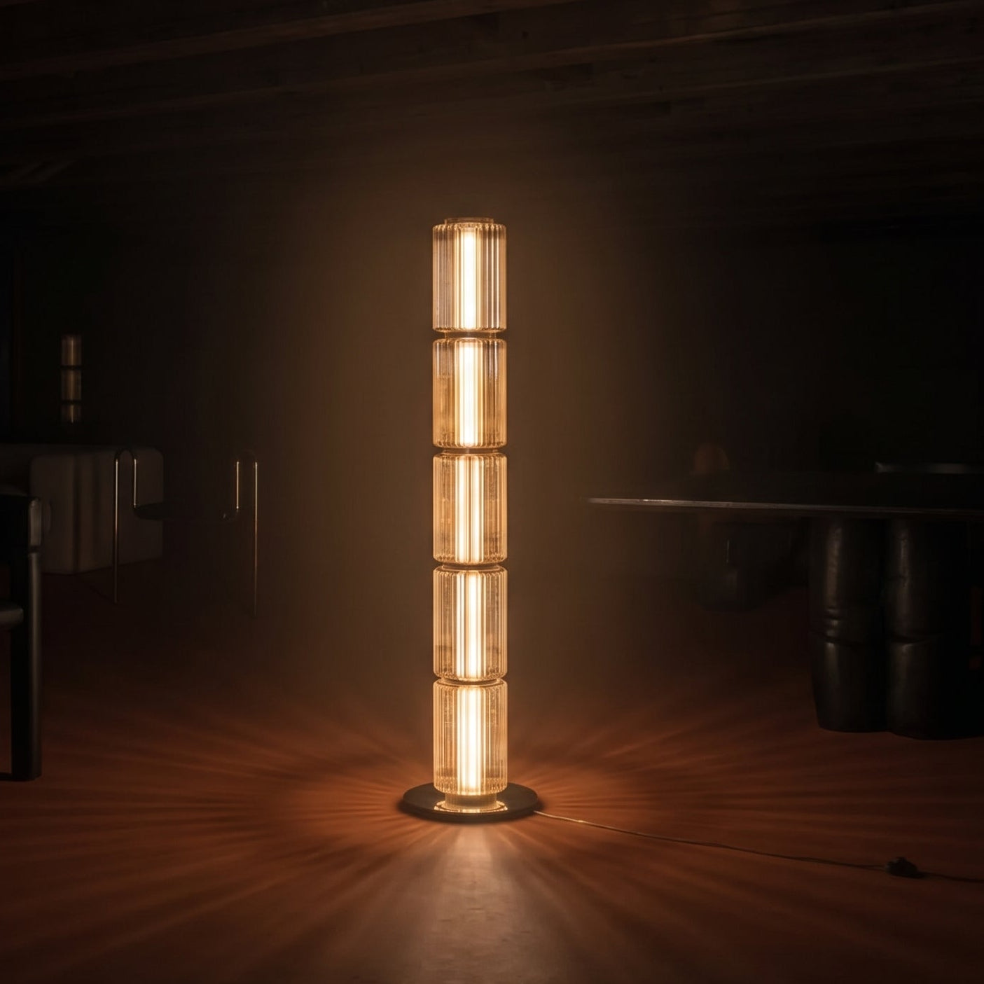 Elegant Smoke Glass Floor Lamp | Modern Stand Design with Soft Light Diffusion for Cozy Living Room Ambiance 5