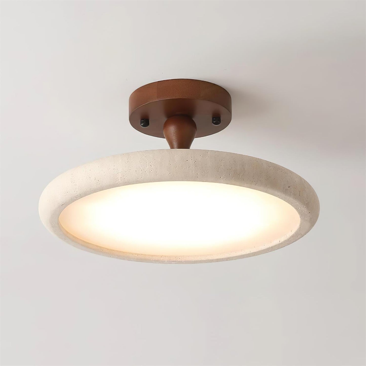 Elegant Travertine Ceiling Light Fixture with Integrated LED | Modern Design for Cozy Illumination 8