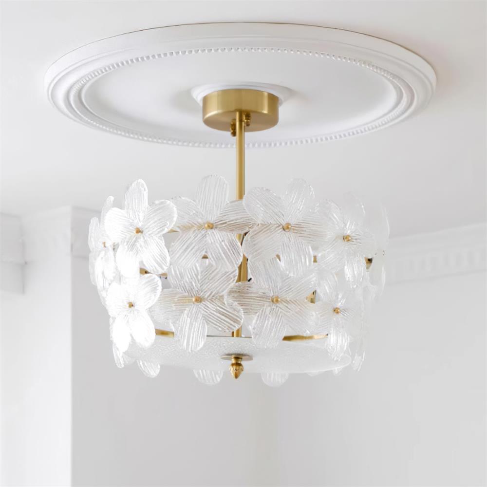 Fionel | Ceiling Light Fixture with Brass Canopy & Clear Glass Design | Elegant Illumination for Any Space 7