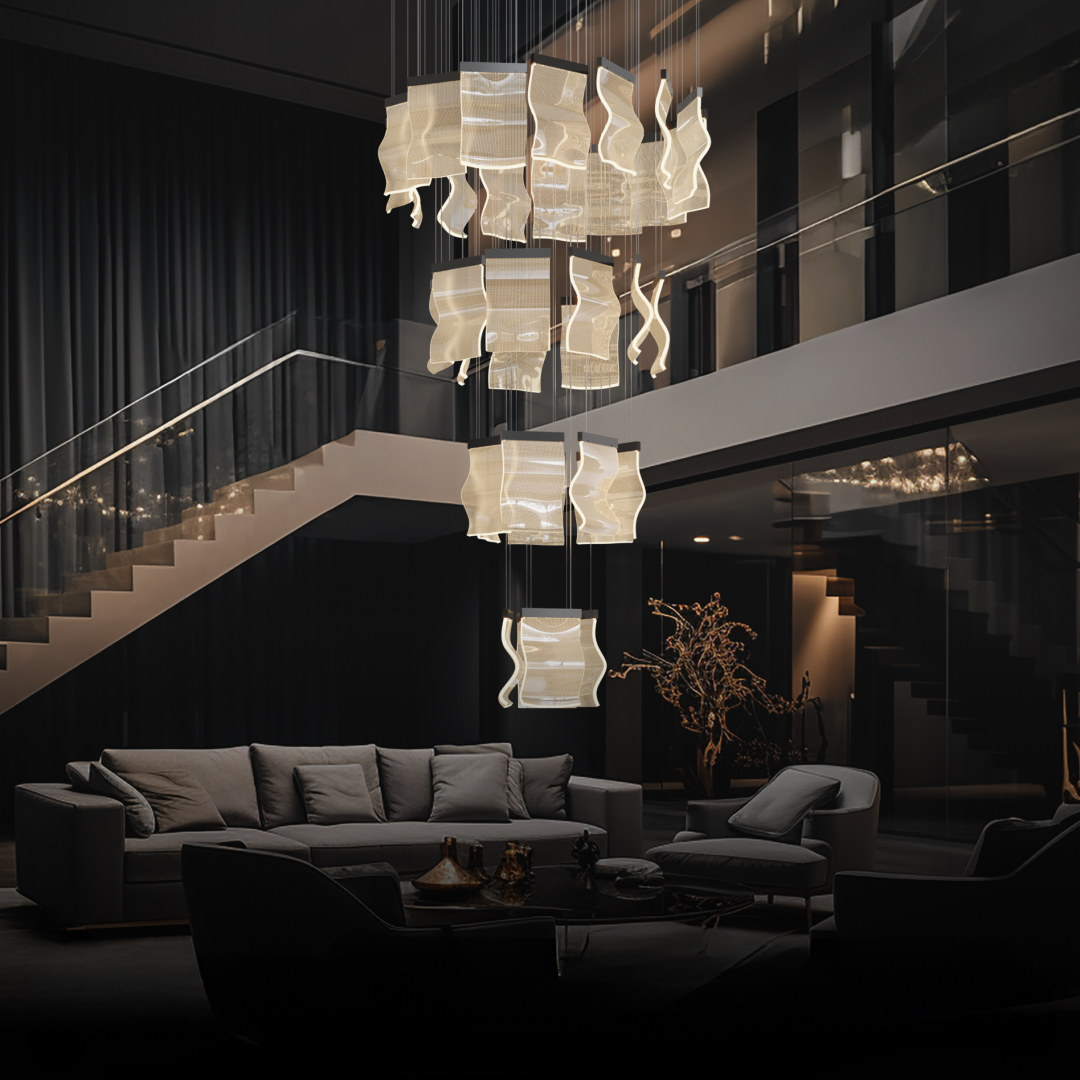 Kristy | Industrial Chandelier with Elegant Gold Finish | Stunning Lighting for Bedroom and Living Room 12