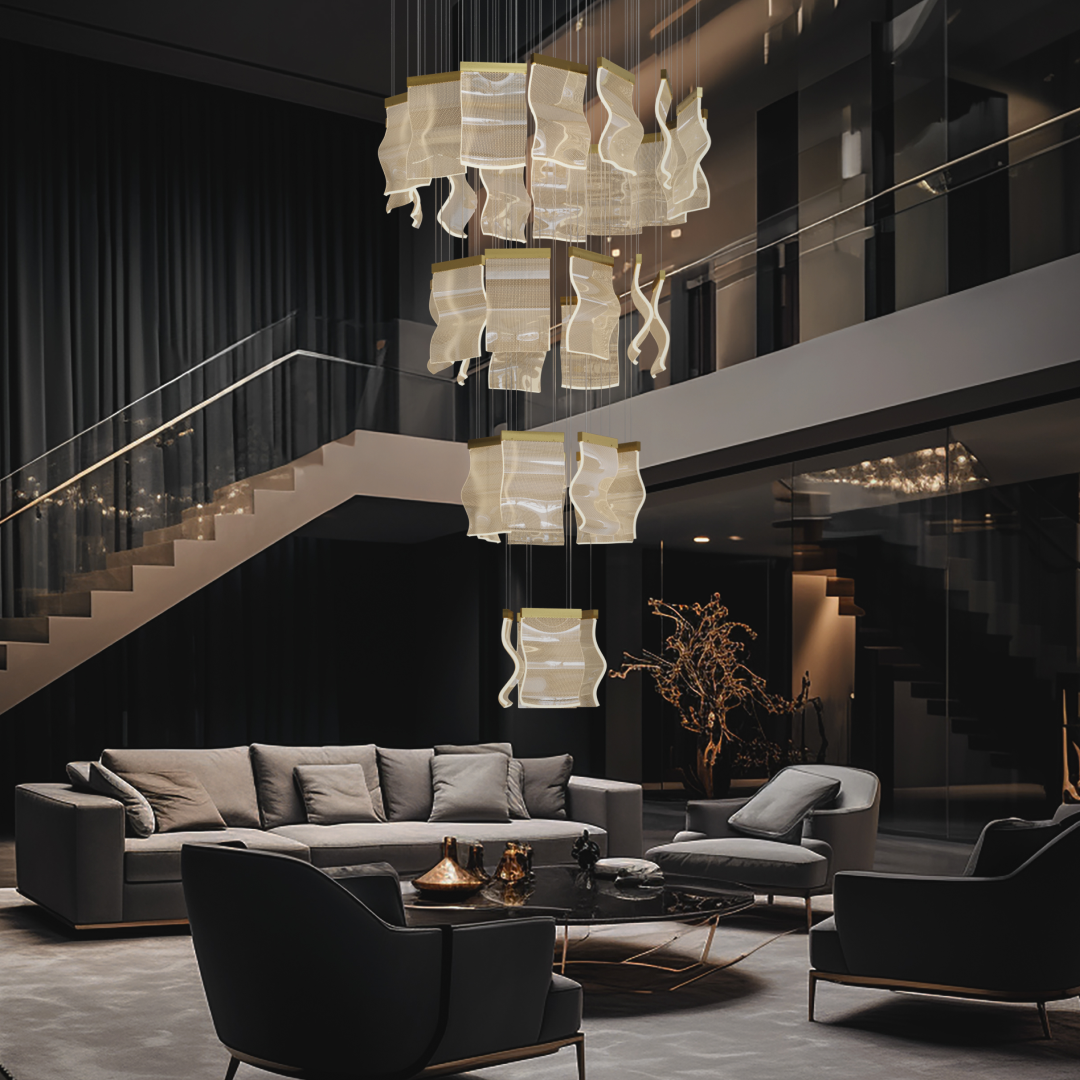 Kristy | Industrial Chandelier with Elegant Gold Finish | Stunning Lighting for Bedroom and Living Room 2