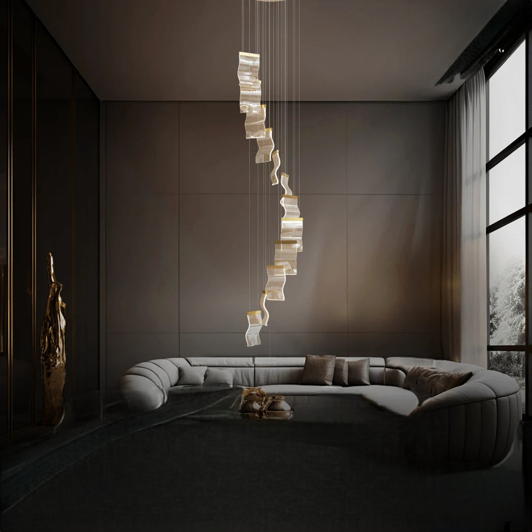 Kristy | Industrial Chandelier with Elegant Gold Finish | Stunning Lighting for Bedroom and Living Room 9