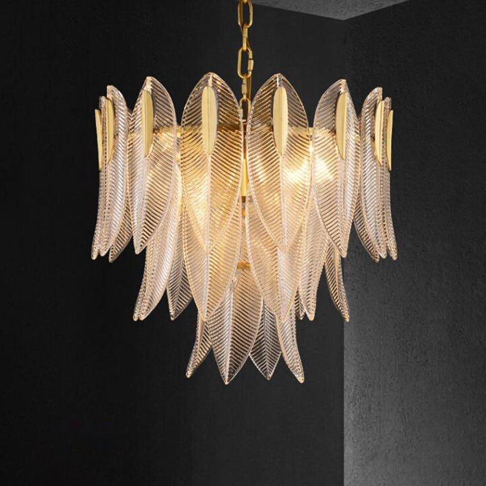 Kristy | Modern Gold Feather Chandelier with Adjustable Chain | Elegant Lighting for Bedrooms and Living Rooms 0
