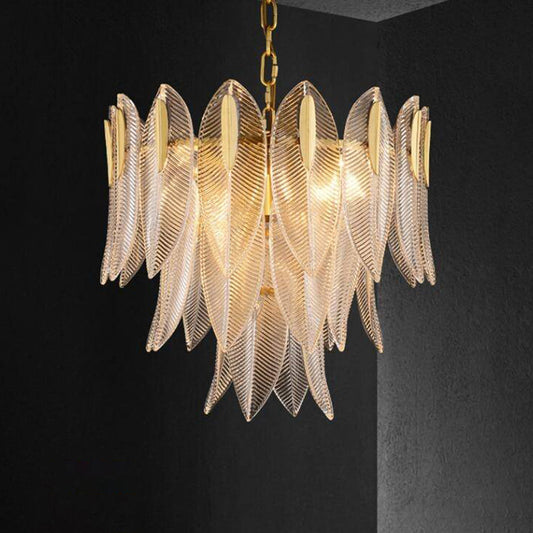 Kristy | Modern Gold Feather Chandelier with Adjustable Chain | Elegant Lighting for Bedrooms and Living Rooms 0