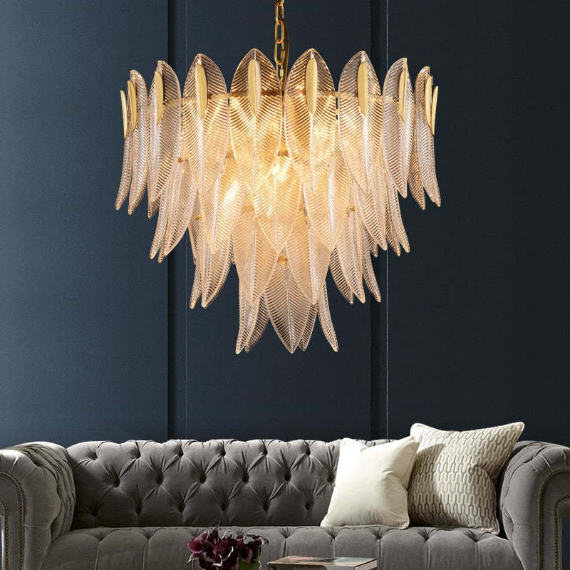 Kristy | Modern Gold Feather Chandelier with Adjustable Chain | Elegant Lighting for Bedrooms and Living Rooms 2