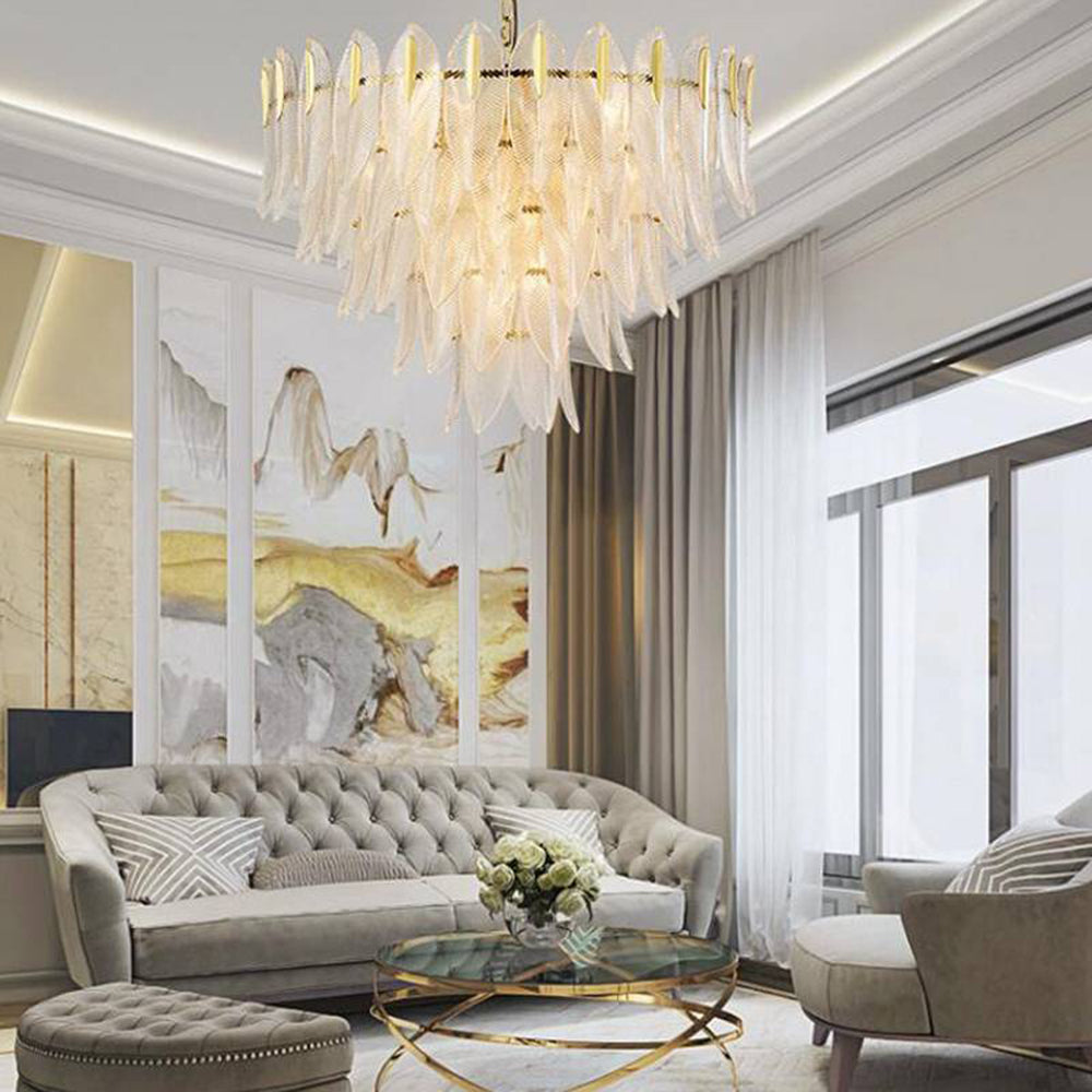 Kristy | Modern Gold Feather Chandelier with Adjustable Chain | Elegant Lighting for Bedrooms and Living Rooms 4