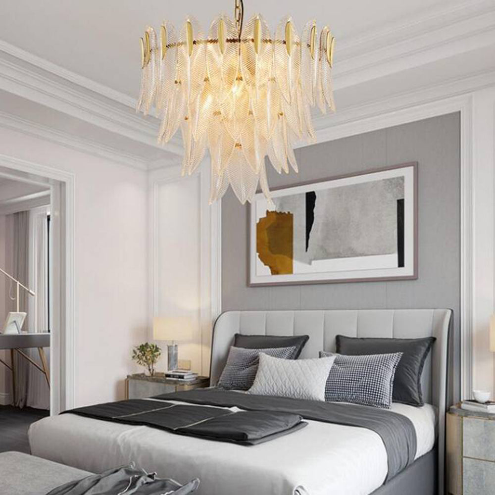 Kristy | Modern Gold Feather Chandelier with Adjustable Chain | Elegant Lighting for Bedrooms and Living Rooms 5